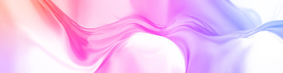 3D flowing metal ribbons with rainbow gradients twist in midair, creating luminous holographic...