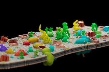 Plasma membrane with phospholipid bilayer and proteins, illustration