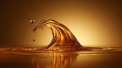 Liquid Motion Captivating Wave of Golden Fluid, Dynamic Splash, Artistic Composition