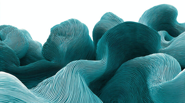 Abstract blue and white artwork of rippling, fluid forms, evoking a sense of tranquility and movement.