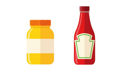 Ketchup and Mustard Bottles Vector Illustration