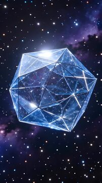 Ethereal Abstract Cosmic Geometry in Iridescent Metallic Sheen and Nebulae Patterns, Slow Zoom Reveal.
