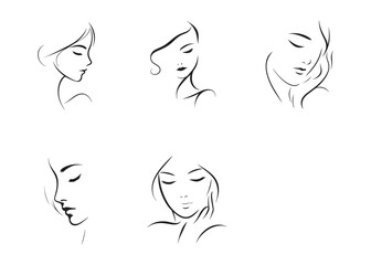 Beauty woman face silhouette logo vector, black beautiful woman face logo icon, woman girl face logo, silhouette of a woman's face vector logo on a white background