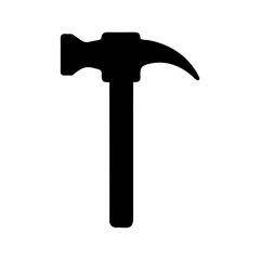 Simple hammer silhouette vector illustration with white background for construction repair and carpentry tool design concept artwork 