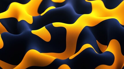 Abstract wavy fabric, yellow and navy blue