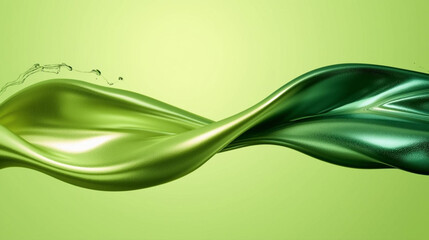 Abstract Green Swirl Dynamic Fluid Art in Two Tones, Freshness and Movement Visualization