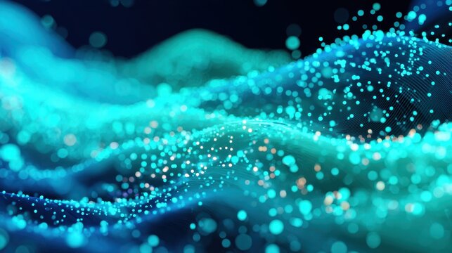 Glowing abstract waves with particles