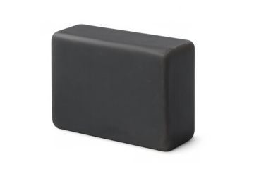 Charcoal soap bar providing natural skincare, cleansing, and detoxifying for daily personal hygiene, isolated on transparency
