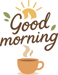 Good Morning Vector Graphic with Leaves