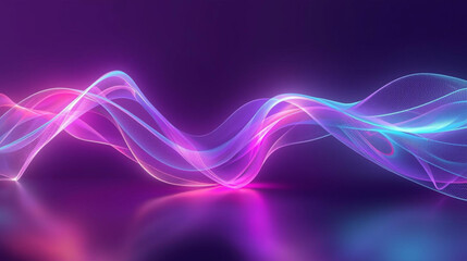 Abstract Glowing Waveform Dynamic Fluid Lines in Vibrant Pink and Purple Hues