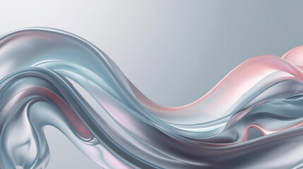 Smooth, Iridescent Abstract Flow with Pastel Metallic Tones, Reflecting Light in a Dynamic and Elegant Modern Background Design