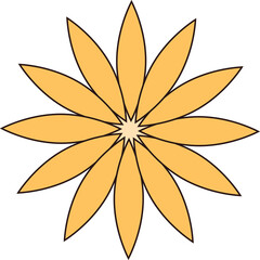 A Stylized Orange Flower With A Transparent Background And A Light Yellow Center Isolated On A White Background