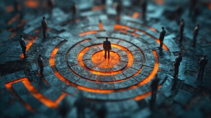 Leader in a circular labyrinth