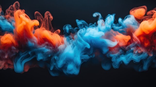 Abstract ink colors mixing on black background.  Possible use stock photo for design, art, or science-related visuals