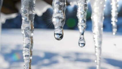 winter solstice sparkling icicles melting on sunny day - Powered by Adobe