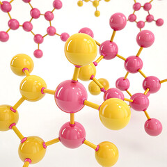 3d render of molecule,, Molecules, Pink and yellow molecules, 3d render of molecule pink and yellow of molecule 3d render of molecule