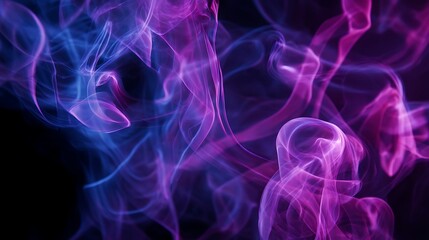 Abstract Purple Blue Smoke Patterns on Black Background