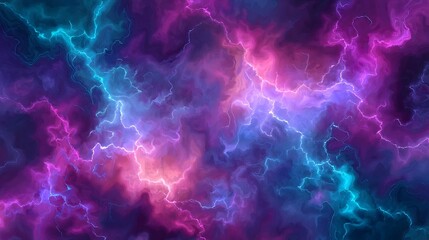 Vivid Purple Blue Lightning Storm Cloud Pattern in Dark Sky