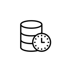 Database with Clock Icon for Scheduled Maintenance or Time-Based Data Vector Image