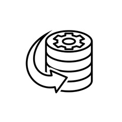 Database Server with Gear and Circular Arrow for Maintenance Vector Image