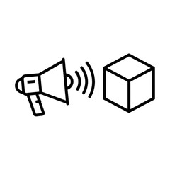 Megaphone Announcing a Product or Service Cube Vector Image