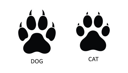 Dog and cat paw prints vector illustration side with white background