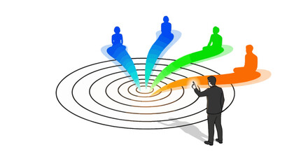 Businessman Strategically Targeting Customer Avatars in a Marketing Funnel