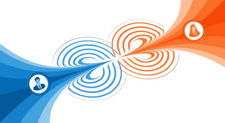 Corporate Synergy and Partnership Abstract with Converging Blue and Orange Waves
