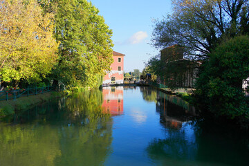 View of the mill street in Quinto di Treviso, Veneto, Italy