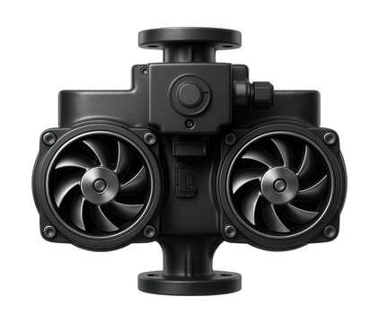 Dual impeller pump station with thermal overload safety for HVAC applications.
