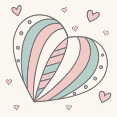 Pastel heart illustration with decorative elements on a light background