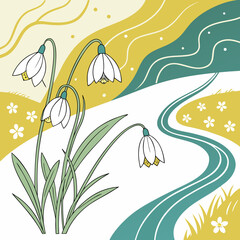 Snowdrop flowers in a spring landscape