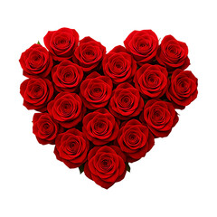 Heart shape made of red roses with full bloom petals ideal for anniversary or special occasion