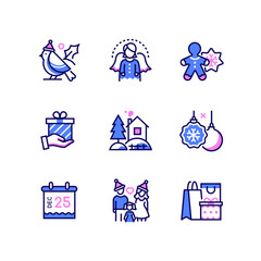 Obraz premium Christmas and New Year - set of line design style icons