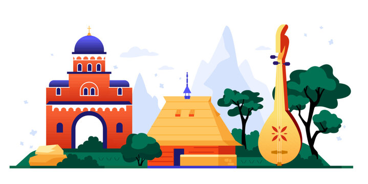 Serbian Heritage - colorful flat design illustration