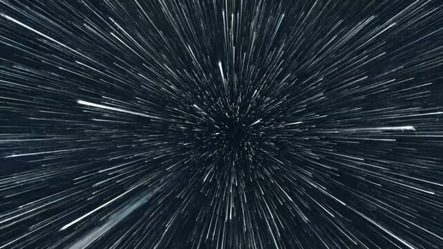 Stunning hyperdrive animation through space and time with dynamic light streaks effect