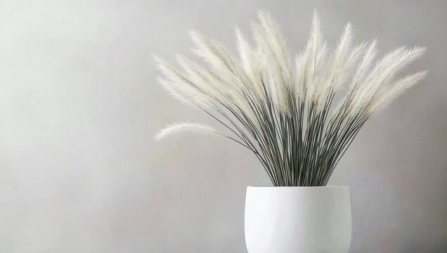 White pampas grass in a pot