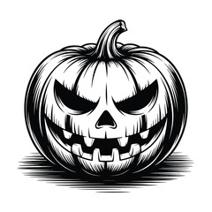 Spooky hand drawn jack o lantern halloween pumpkin illustration © firoj