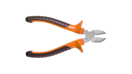 High-Quality Wire Cutters with Ergonomic Orange Handles for Precision Electrical Work and Transparent Background
