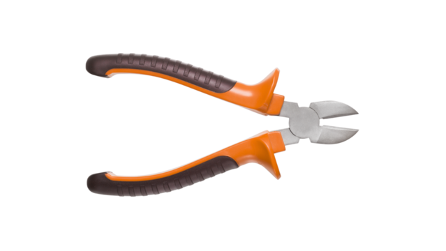 High-Quality Wire Cutters with Ergonomic Orange Handles for Precision Electrical Work and Transparent Background