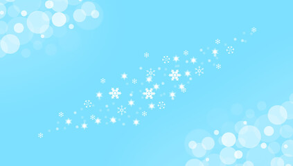 Snowflakes on a blue background. Christmas and New Year. Fresh and cool air in winter. Frost