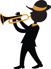 Musician Playing a Trumpet with a Hat