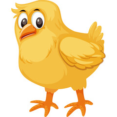 A Pixelated Yellow Chick Stands With Its Legs Spread Slightly Looking Off To The Side On A Transparent Background