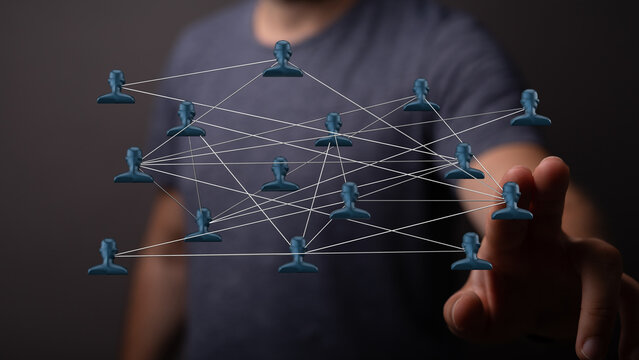 Abstract image of human figures connected, representing a network, business, social connections, global communication, teamwork, and unity. - Powered by Adobe