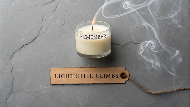 Flat Lay of Extinguished Candle Beside Curling Smoke Trail - Powered by Adobe