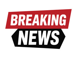 Fototapeta premium Breaking news banner isolated on white background for urgent updates and important announcements