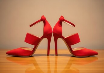 Elegant red stiletto heels with ankle straps