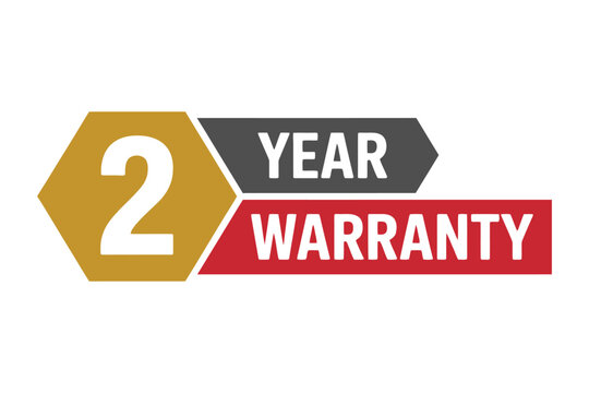 2 year warranty label isolated on white background for product guarantee and customer satisfaction