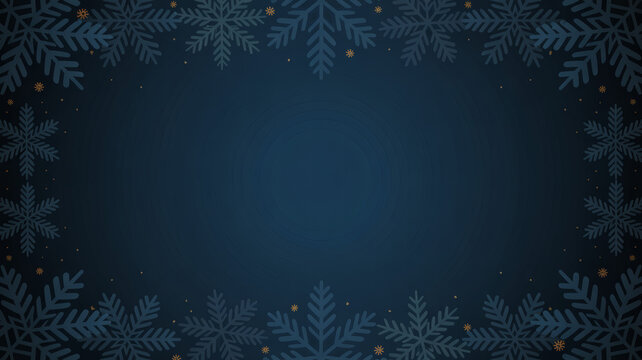 Dark blue snowflake border with copy space for winter designs - Powered by Adobe