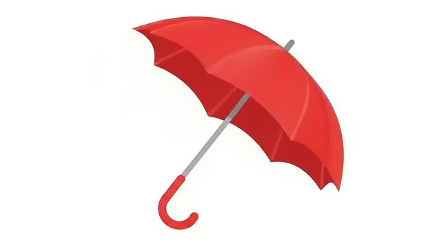 A bright red umbrella is open and tilted to the left against a white background.